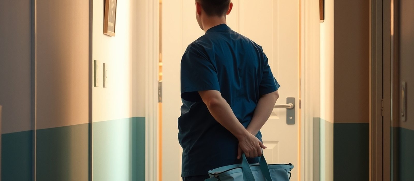A Healzy nurse arriving at the door